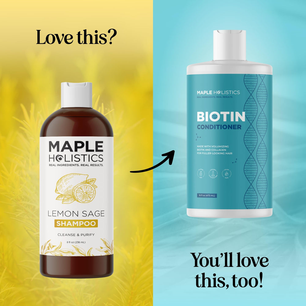 Maple Holistics bottle held in hand showing scale and travel-friendly size