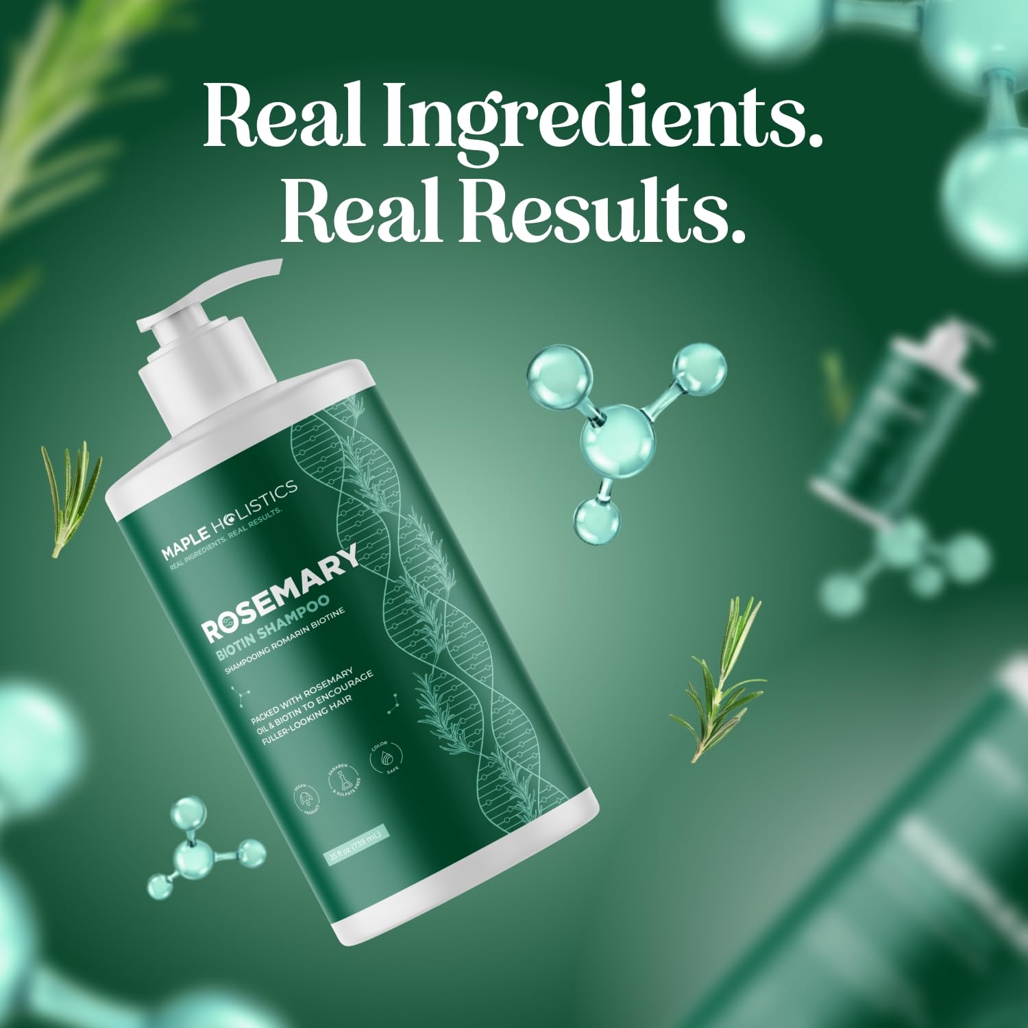 Maple Holistics back label with ingredients and usage instructions displayed