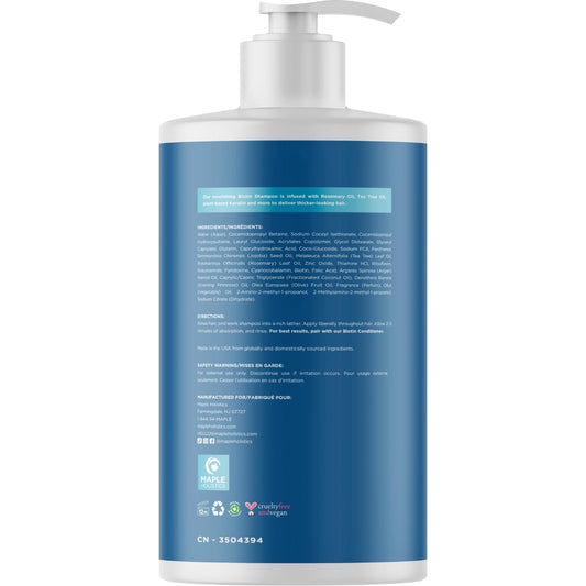Maple Holistics label close-up highlighting clean ingredients and clarity
