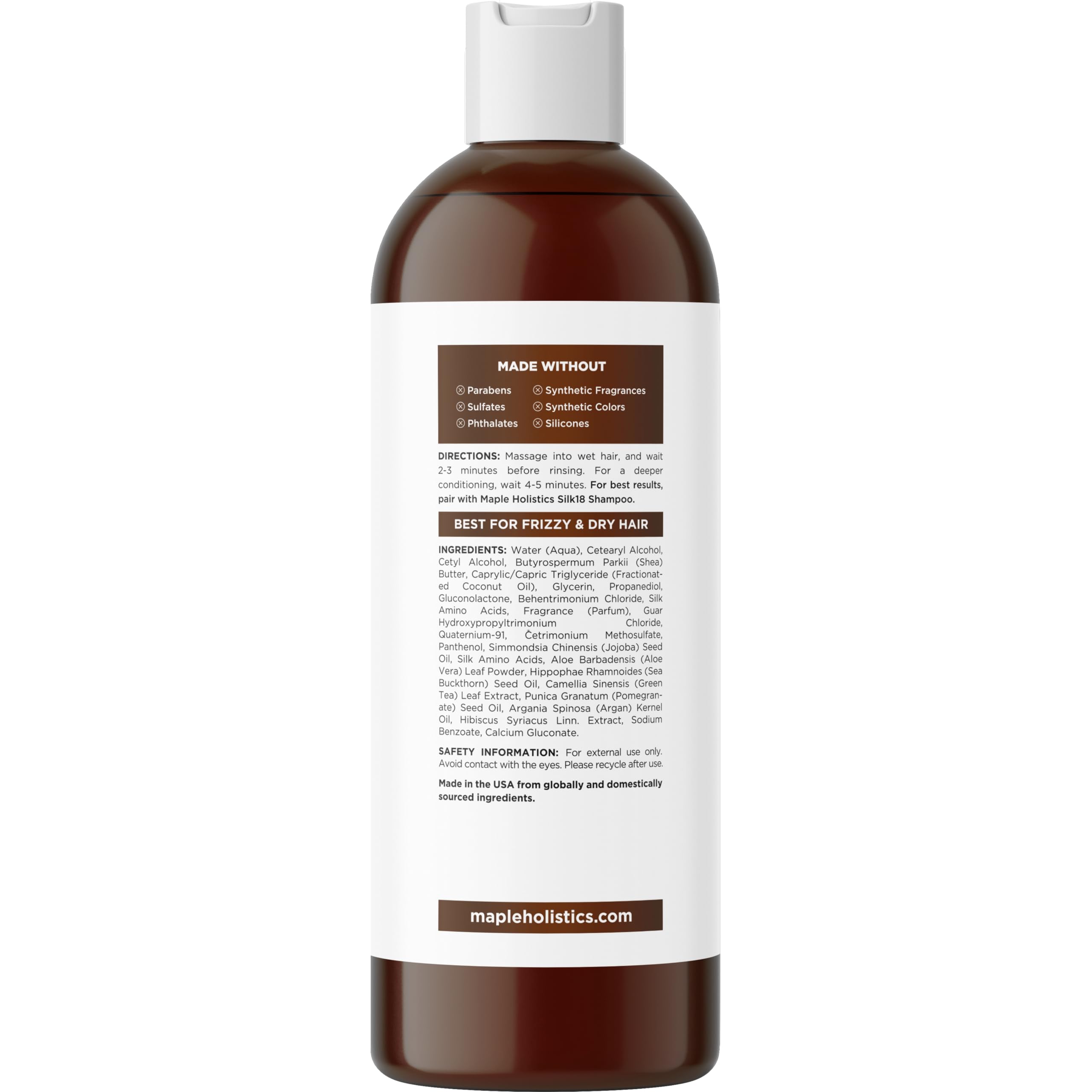 Hand holding Maple Holistics bottle to show true scale and travel-friendly size