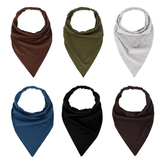MapofBeauty front view of six head scarves showing all colors and fit benefits