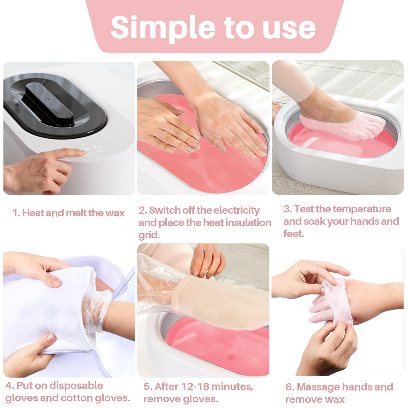 MAQIHAN hand dipping into paraffin bath demonstrating easy spa treatment
