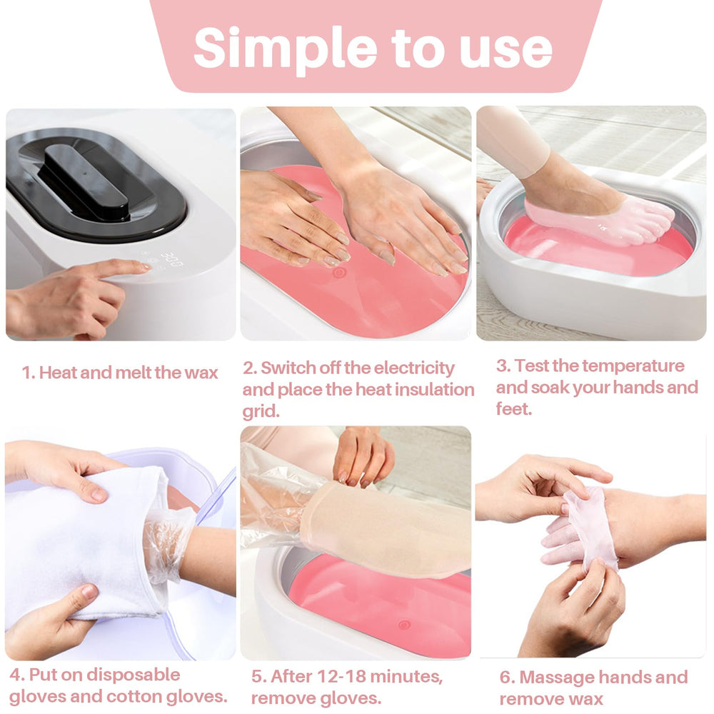 MAQIHAN hand dipping into paraffin bath demonstrating easy spa treatment