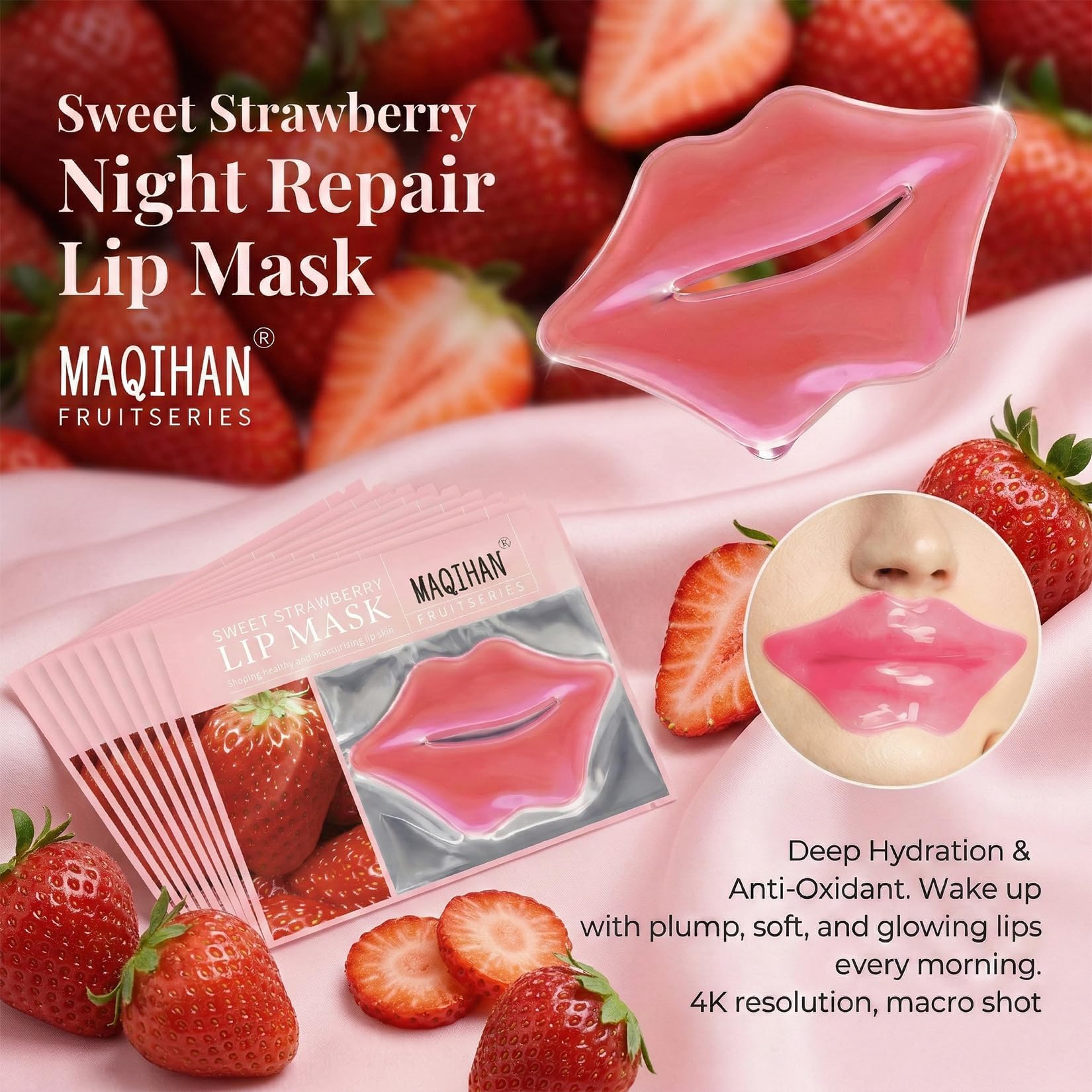 MAQIHAN single sealed sachet opened revealing hygienic individual lip patch for easy use
