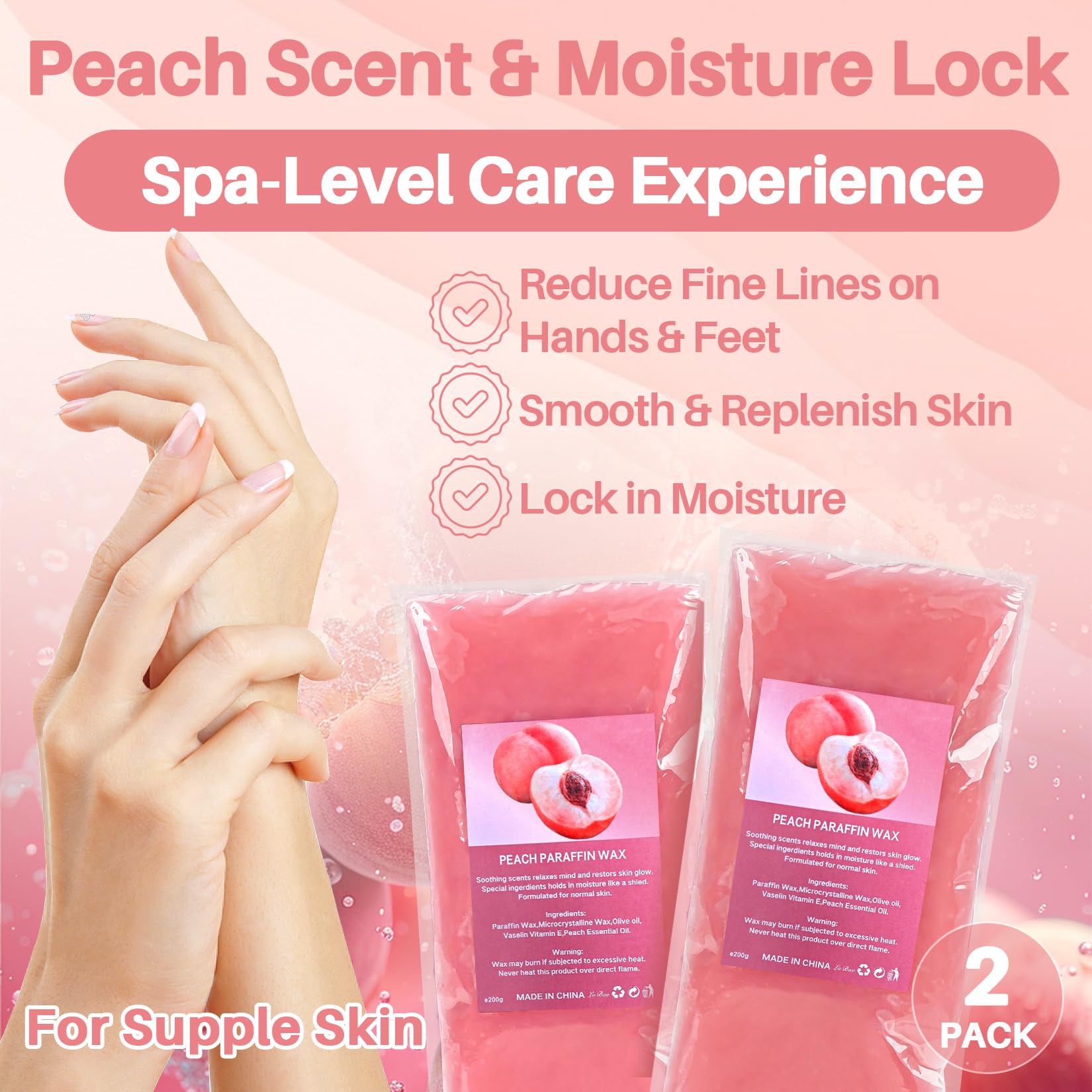 MAQIHAN melted peach wax close-up showing smooth texture and even coverage