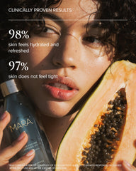 MARA bottle staged in bathroom setting conveying a nourishing nightly routine