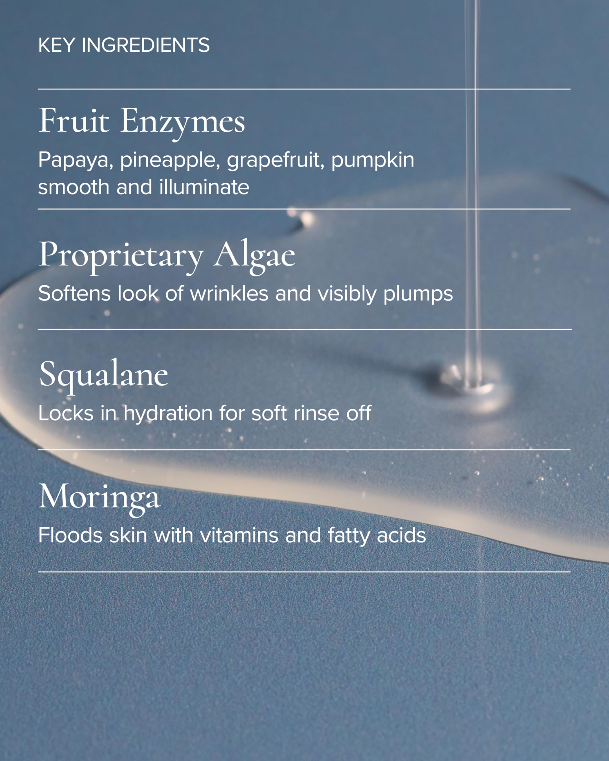 MARA algae and papaya ingredients flatlay illustrating enzyme exfoliation and marine nutrients