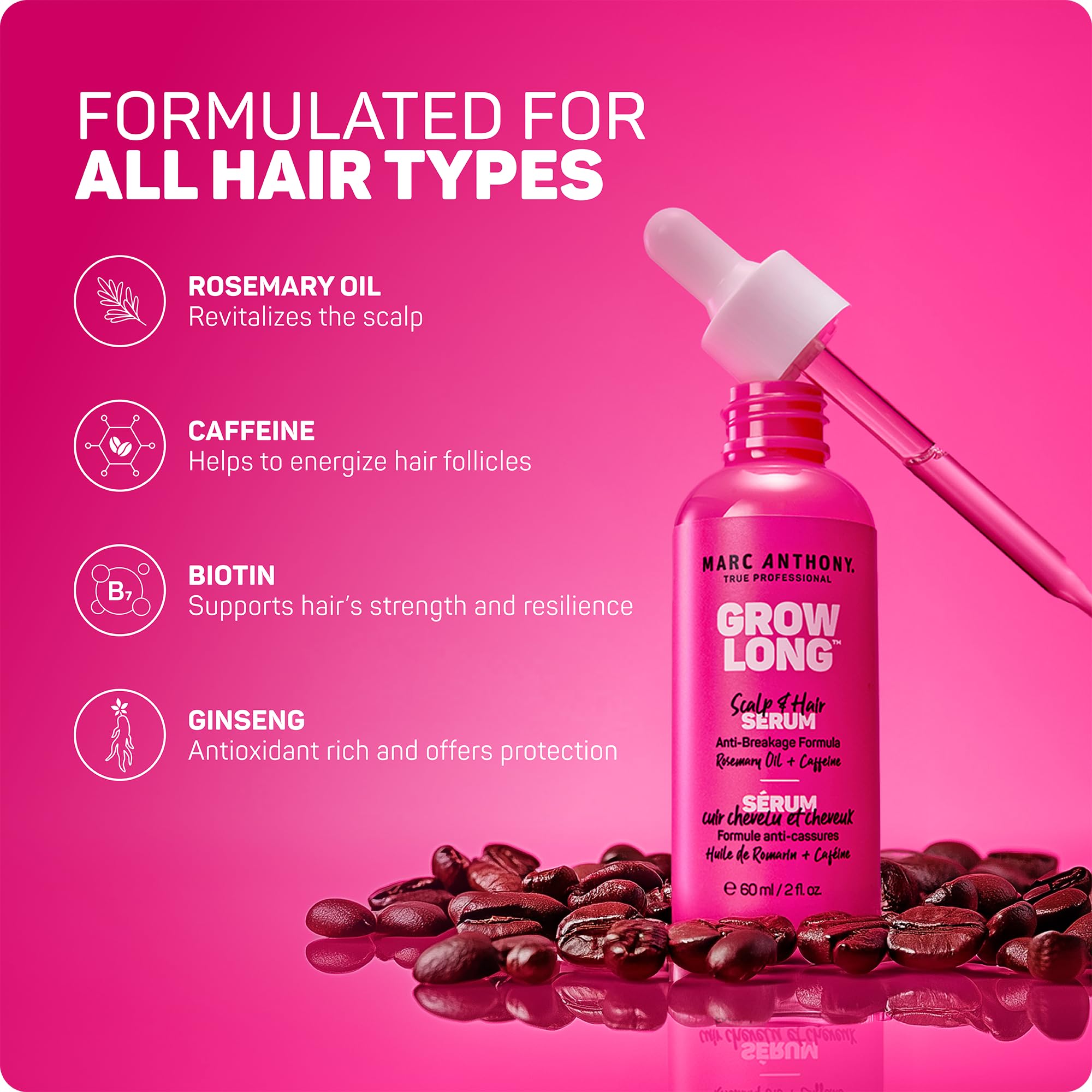 Marc Anthony serum applied to scalp to reduce breakage and strengthen