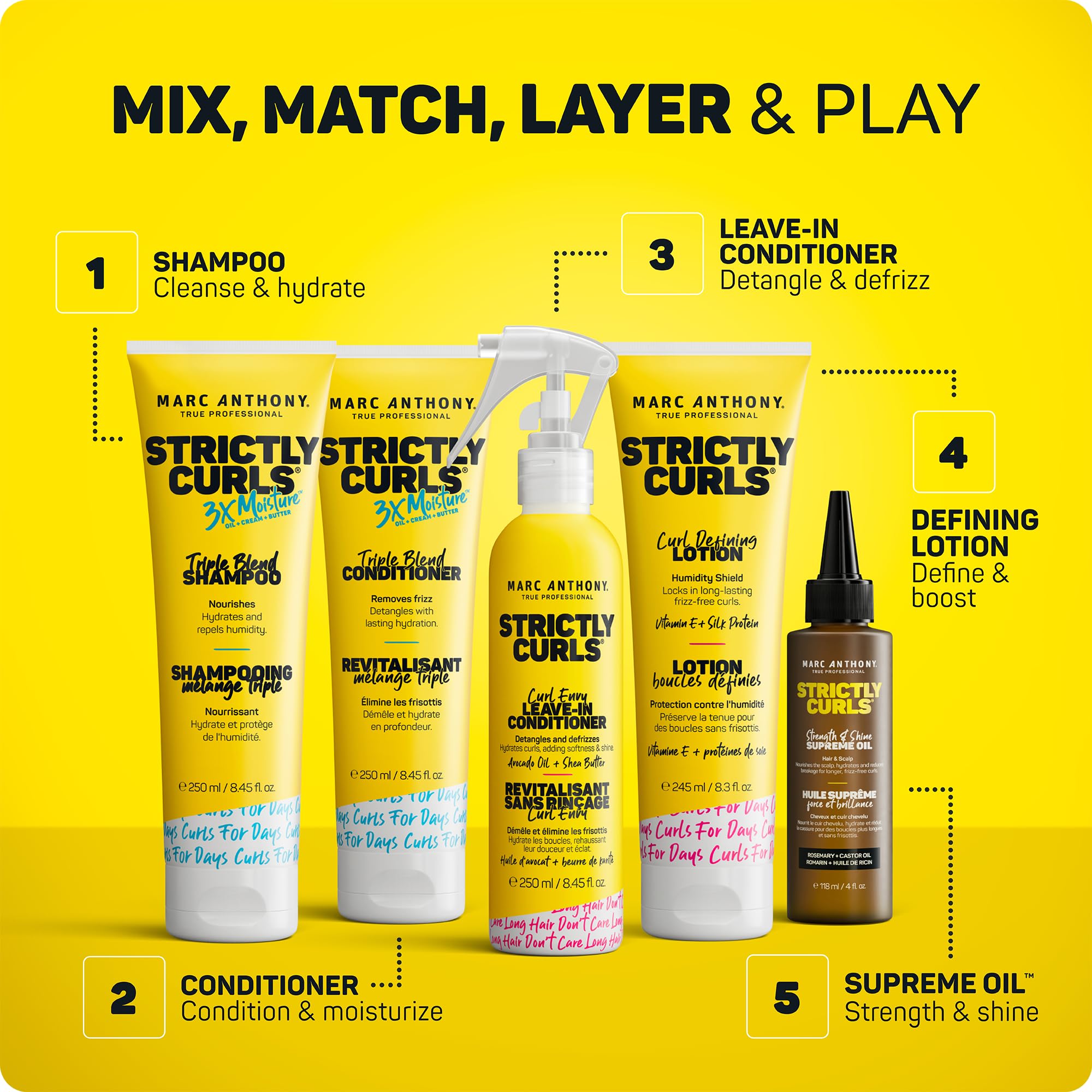 Marc Anthony woman air-drying curls with soft defined shine