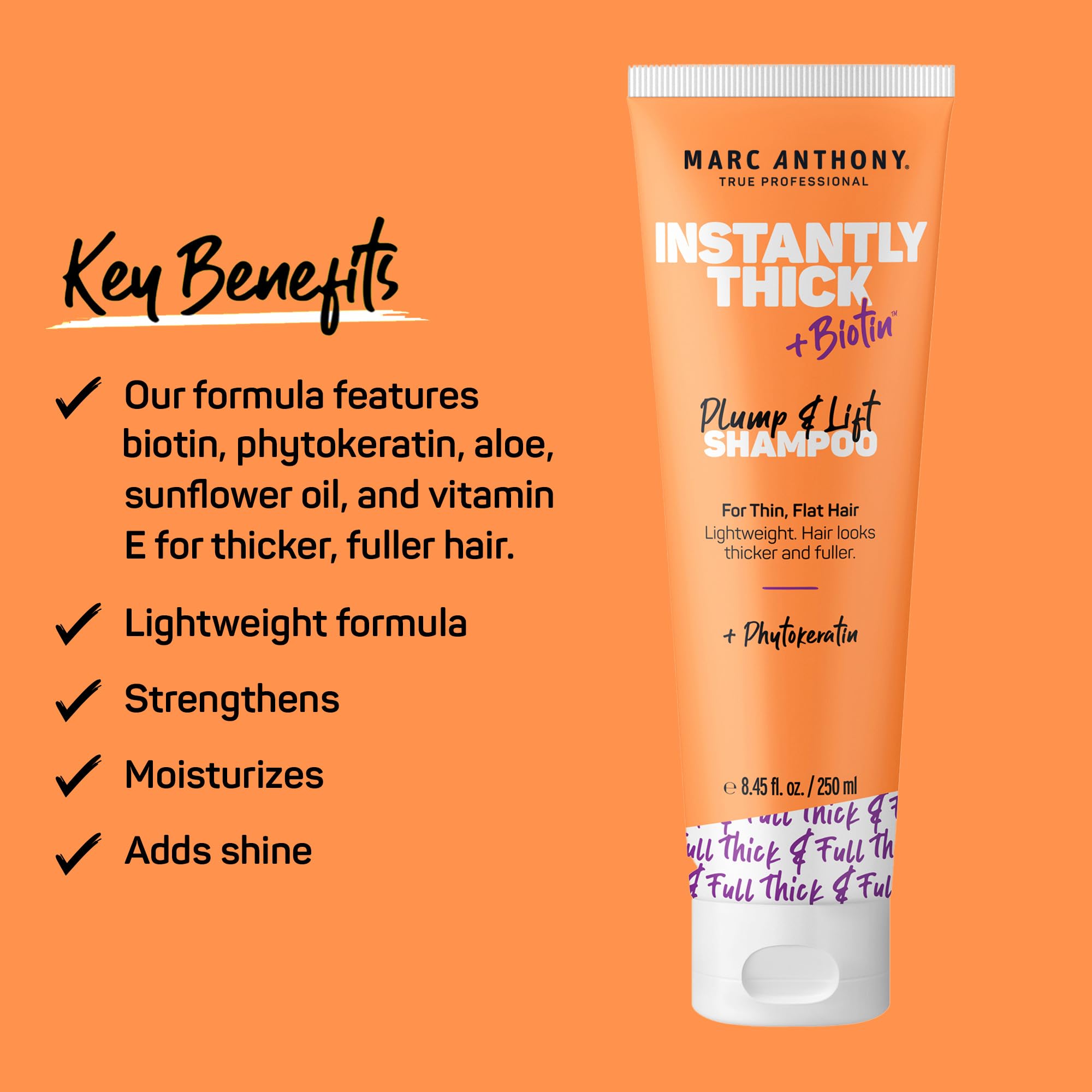 Marc Anthony label close-up highlighting ingredients and benefits for confident choice