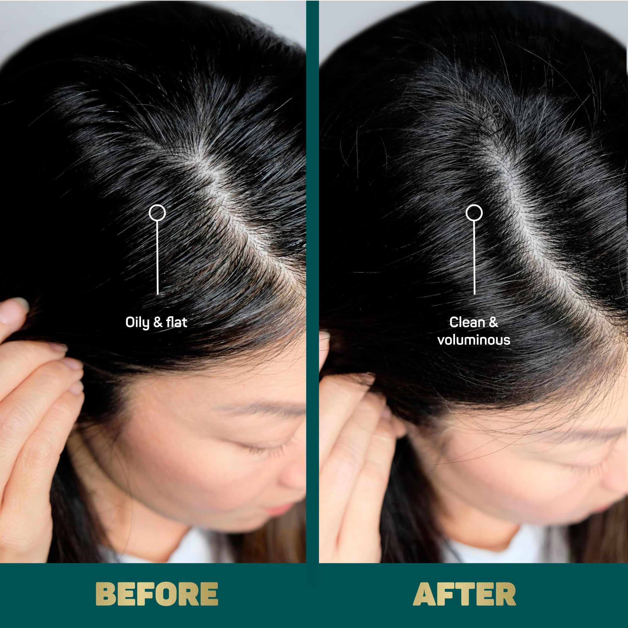 marc anthony in-use applying at roots on dark hair for refreshed look