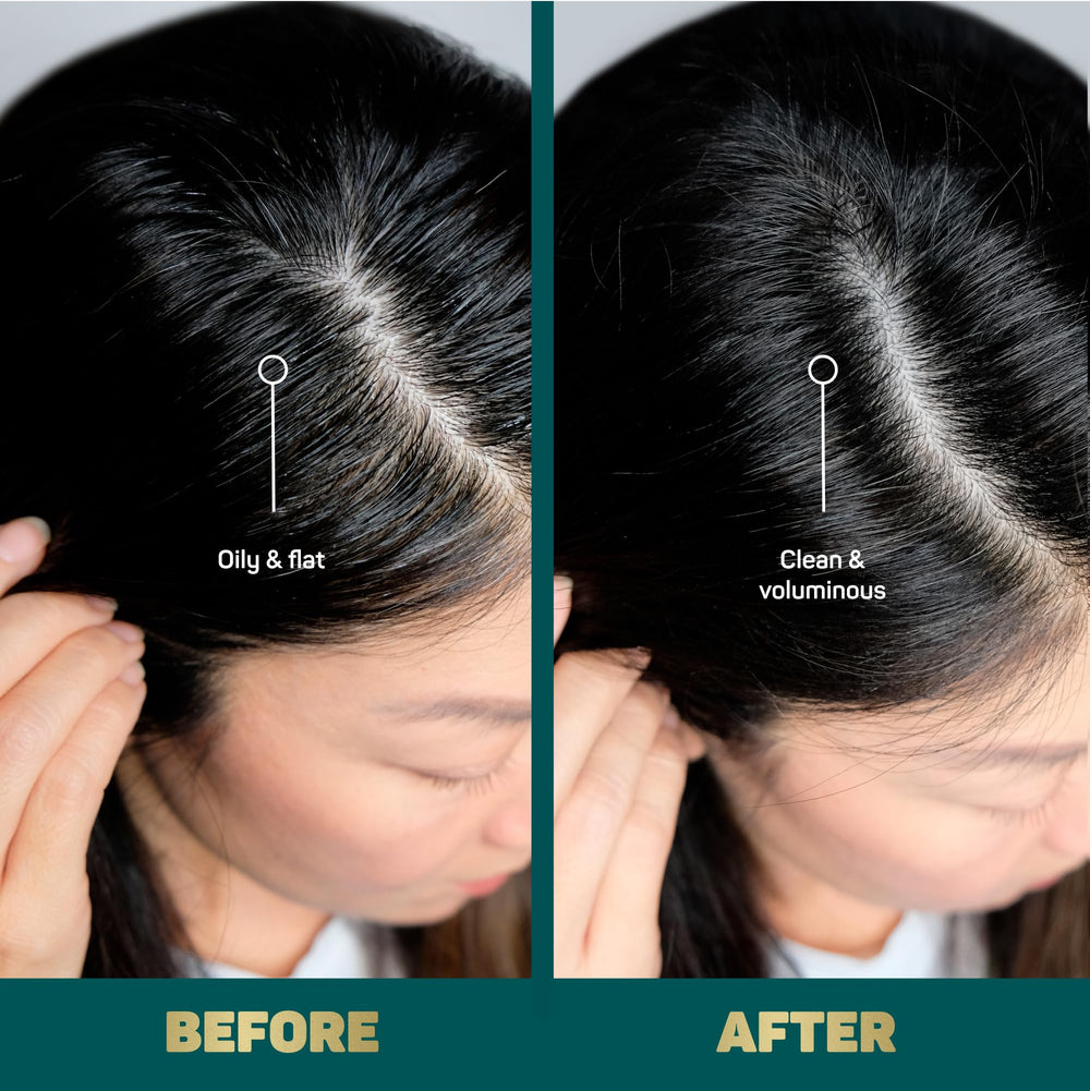marc anthony in-use applying at roots on dark hair for refreshed look