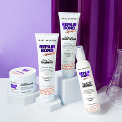 Marc Anthony shampoo poured into hand showing easy-dispense and rich foam benefit
