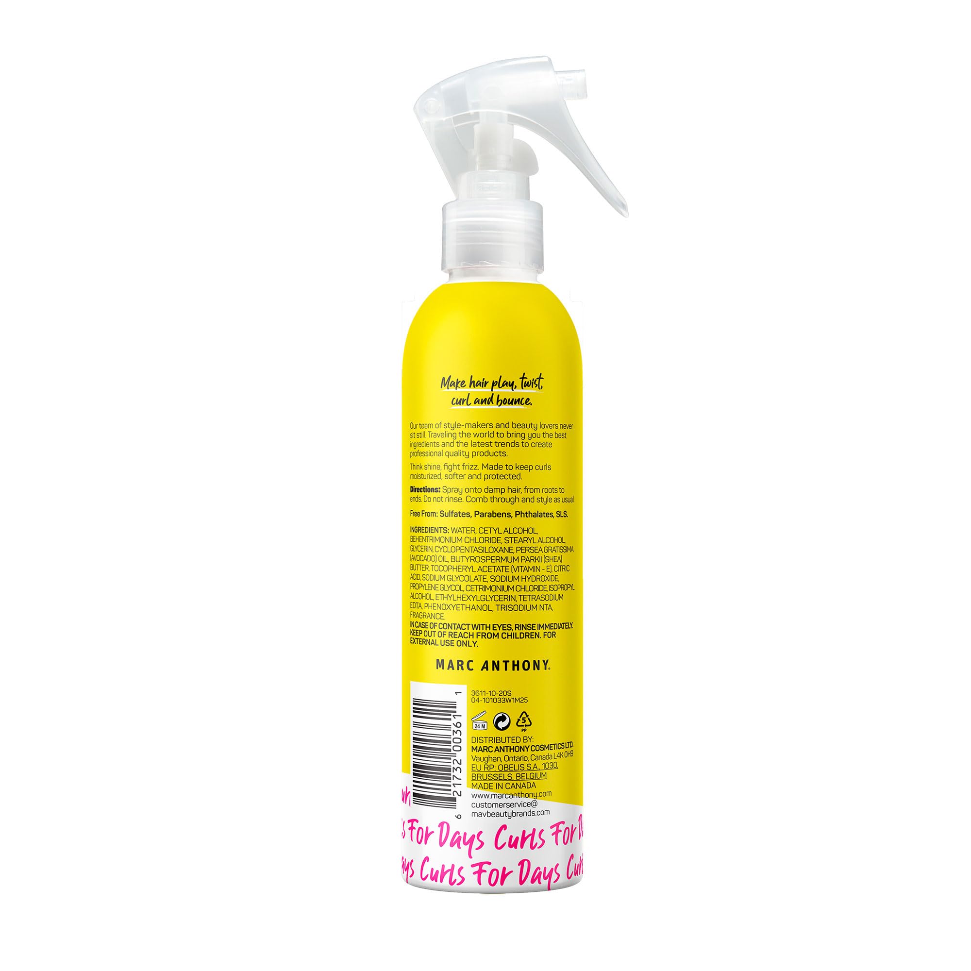 Marc Anthony spray nozzle close-up demonstrating mist for easy application