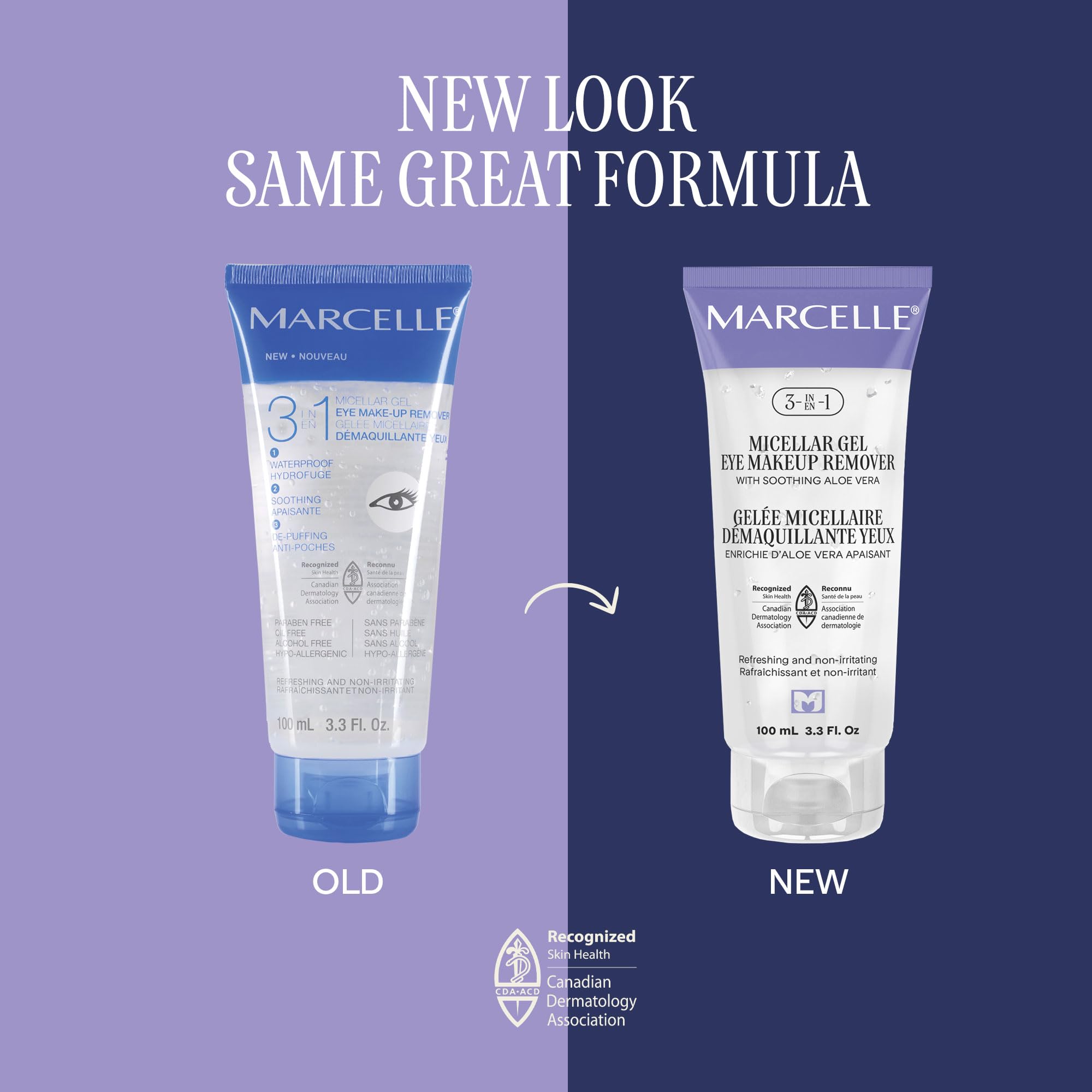 MARCELLE gel texture on fingertip highlighting lightweight soothing Aloe vera benefit
