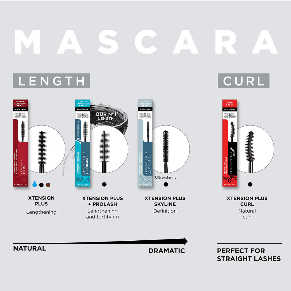 MARCELLE mascara texture on wand demonstrating smooth buildable formula