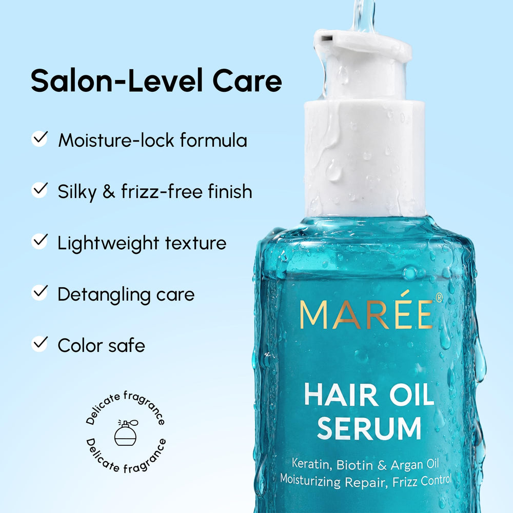 MAREE before and after strand comparison showing smoother, shinier hair after one application