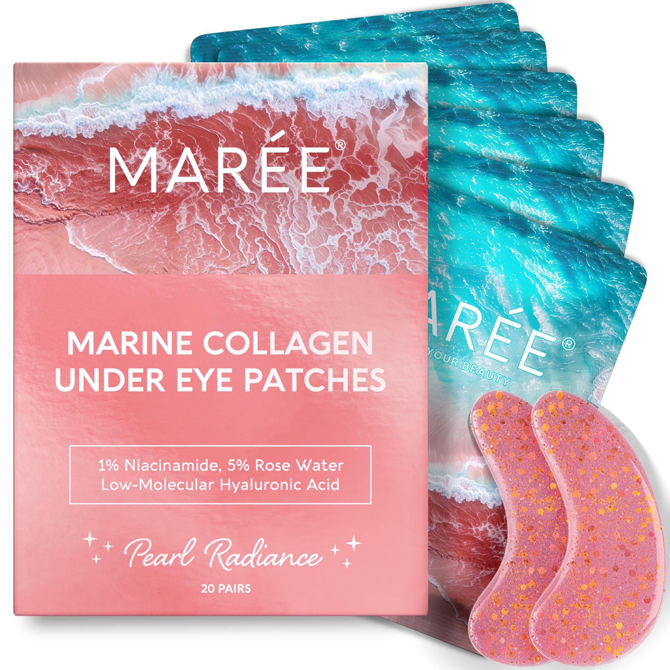 MAREE front packaging showing pink gel patches and benefits