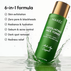 MAREE label clearly showing acids and hyaluronic benefits