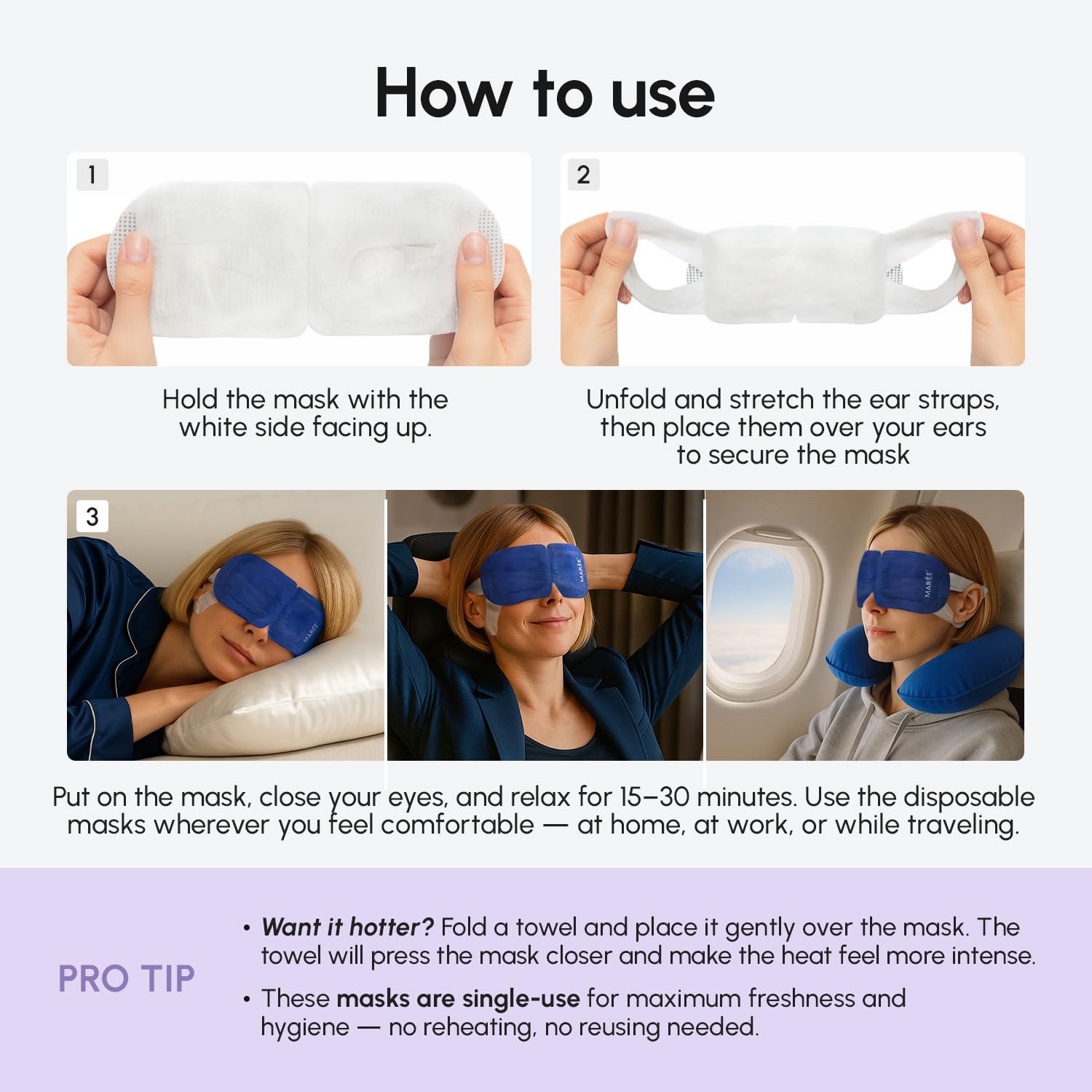 MAREE mask side profile illustrating secure fit and gentle compression