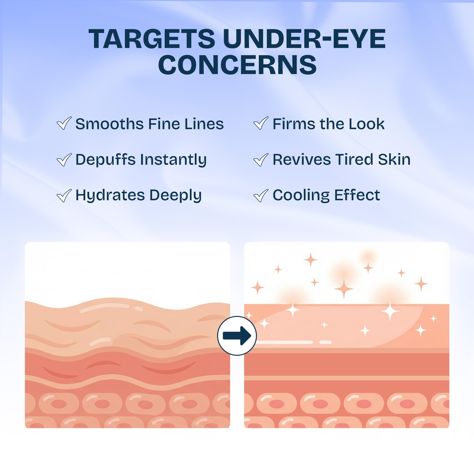 MAREE patches applied under eye demonstrating comfortable fit and cooling benefit