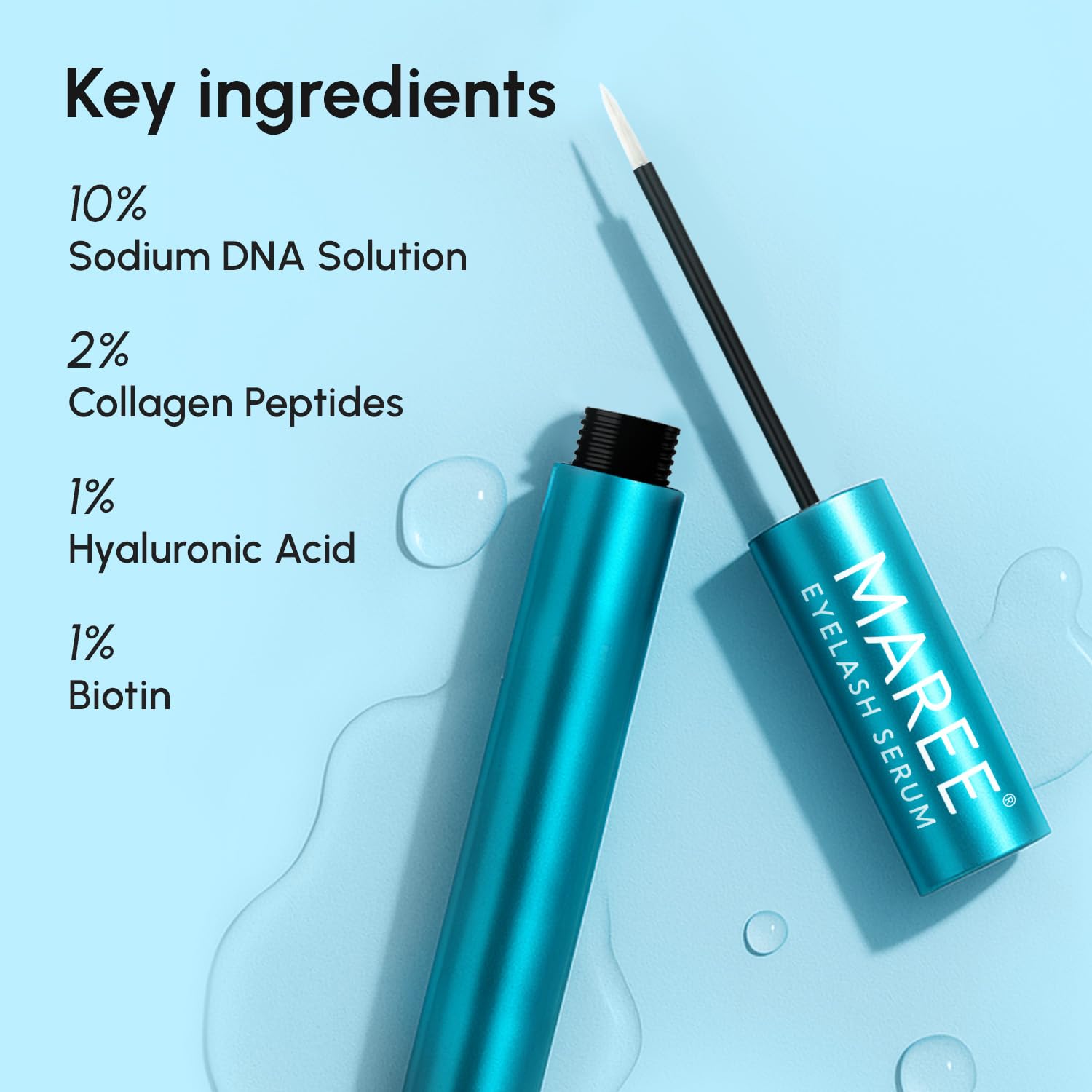 MAREE clear serum drop on fingertip, lightweight texture and hydration benefit