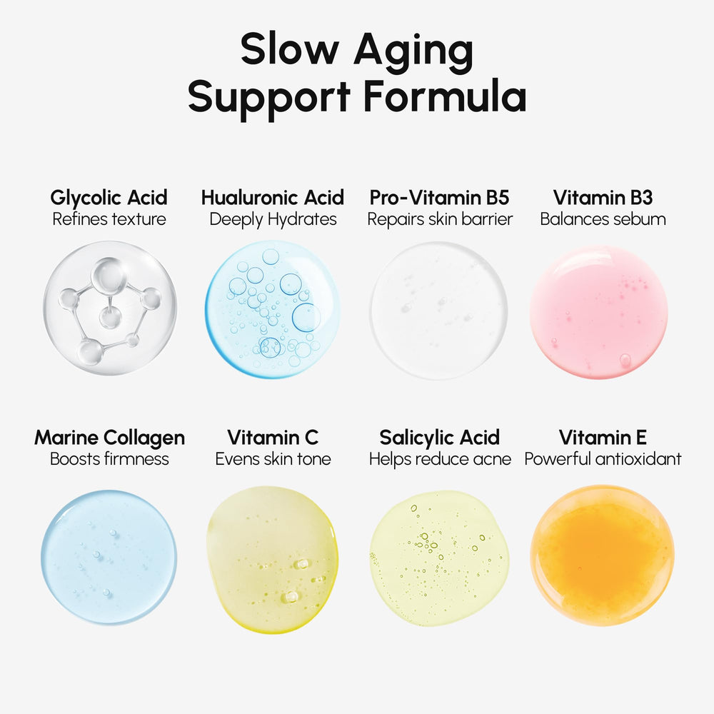 MAREE toner ingredient list visual emphasizing AHA exfoliant