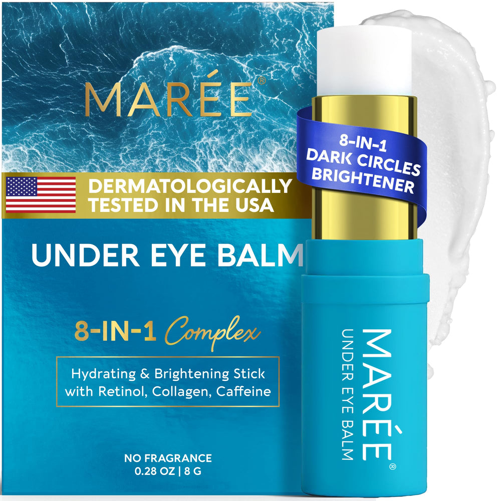 MAREE front packaging shows compact eye balm stick for easy travel and quick refresh
