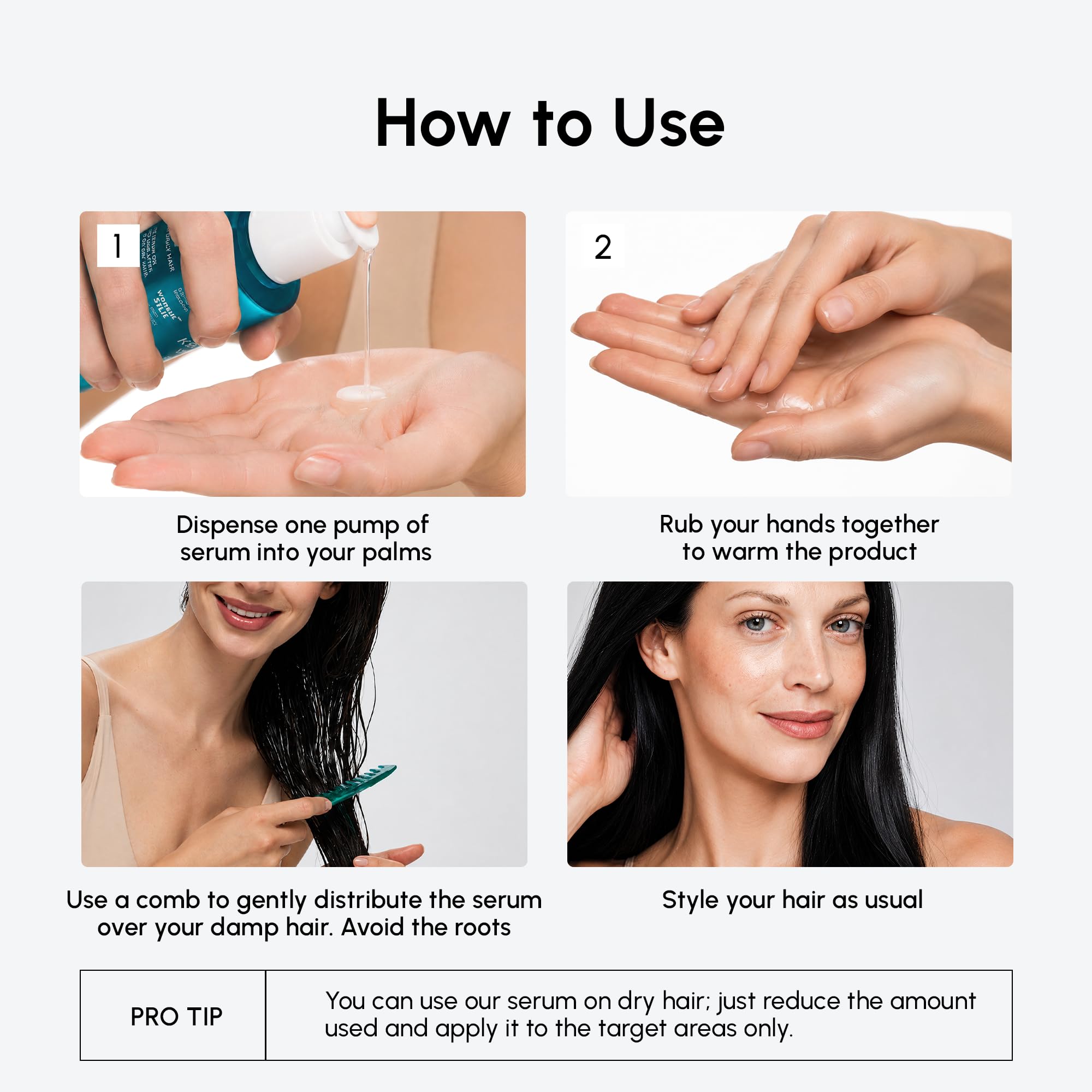 MAREE applied on curly hair replacing frizz with defined, glossy curls for improved manageability