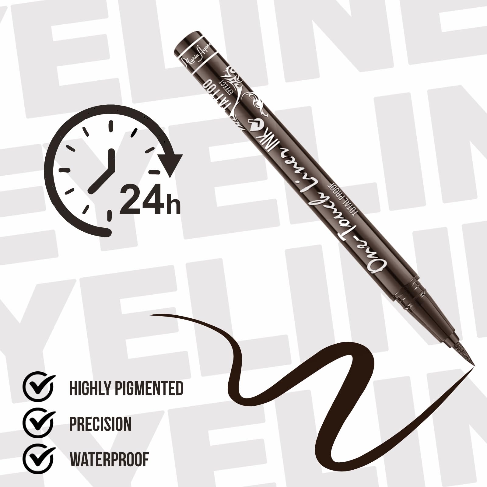 MARIA AYORA pen in hand showing compact size and travel convenience benefit
