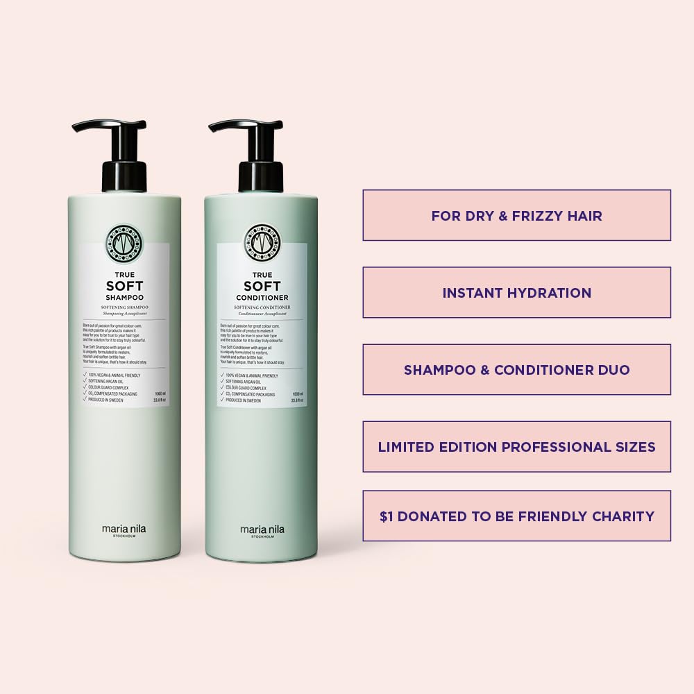 Maria Nila label and pump detail highlighting ingredients and ethical certifications