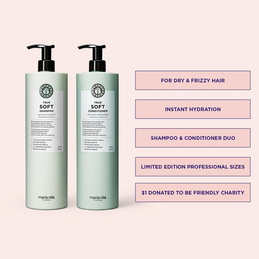 Maria Nila label and pump detail highlighting ingredients and ethical certifications
