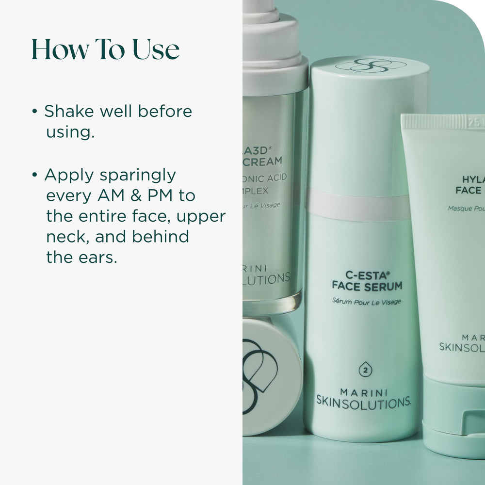 Marini SkinSolutions next to a ruler showing 1 fl oz size for accurate scale benefit