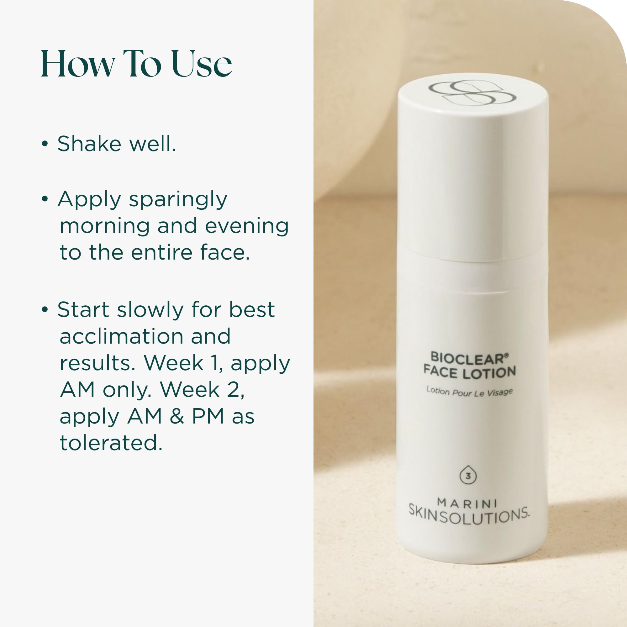 Marini SkinSolutions Bioclear applied to cheek, showing refined pore appearance