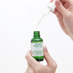 Mario Badescu active ingredients label highlighting vitamin C and sodium hyaluronate benefits