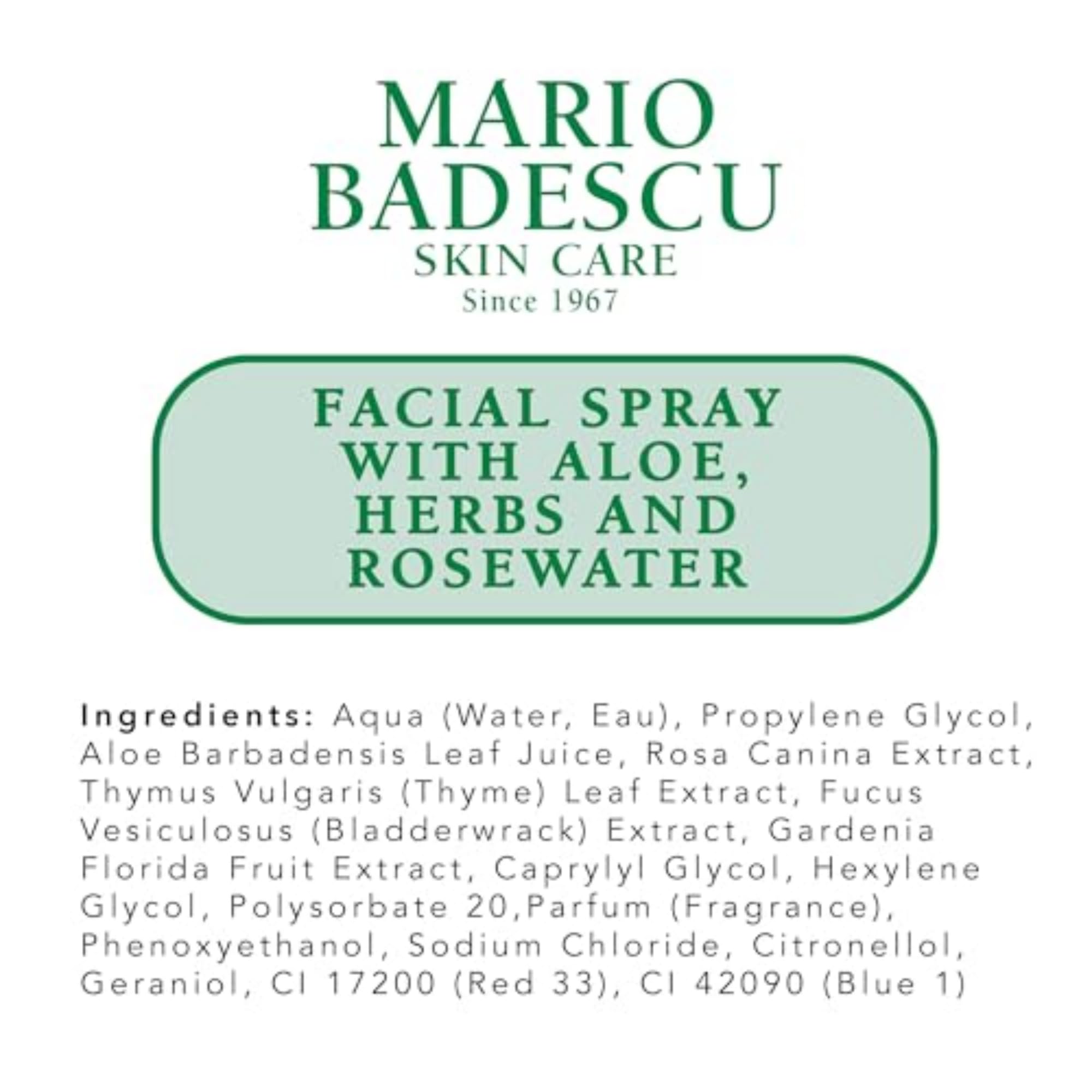 Mario Badescu botanical ingredients flatlay featuring aloe and herbs for natural nourishment benefit