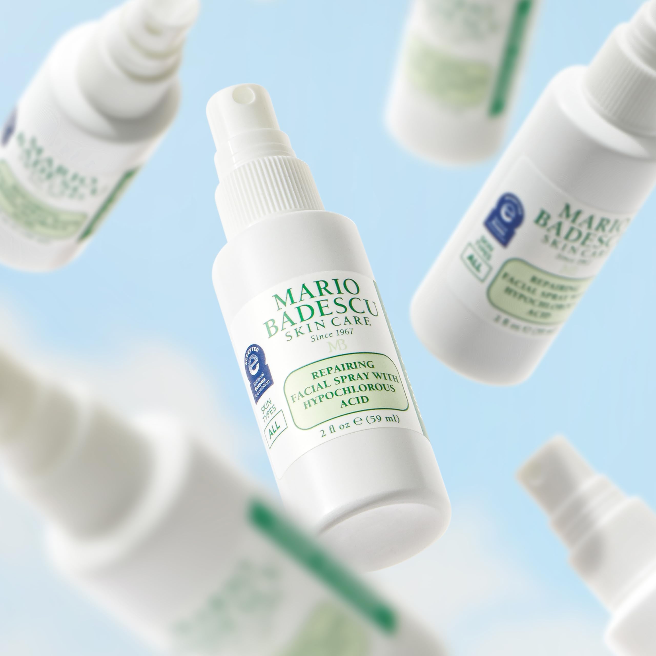 Mario Badescu spray beside tattoo care items showing gentle cleansing support