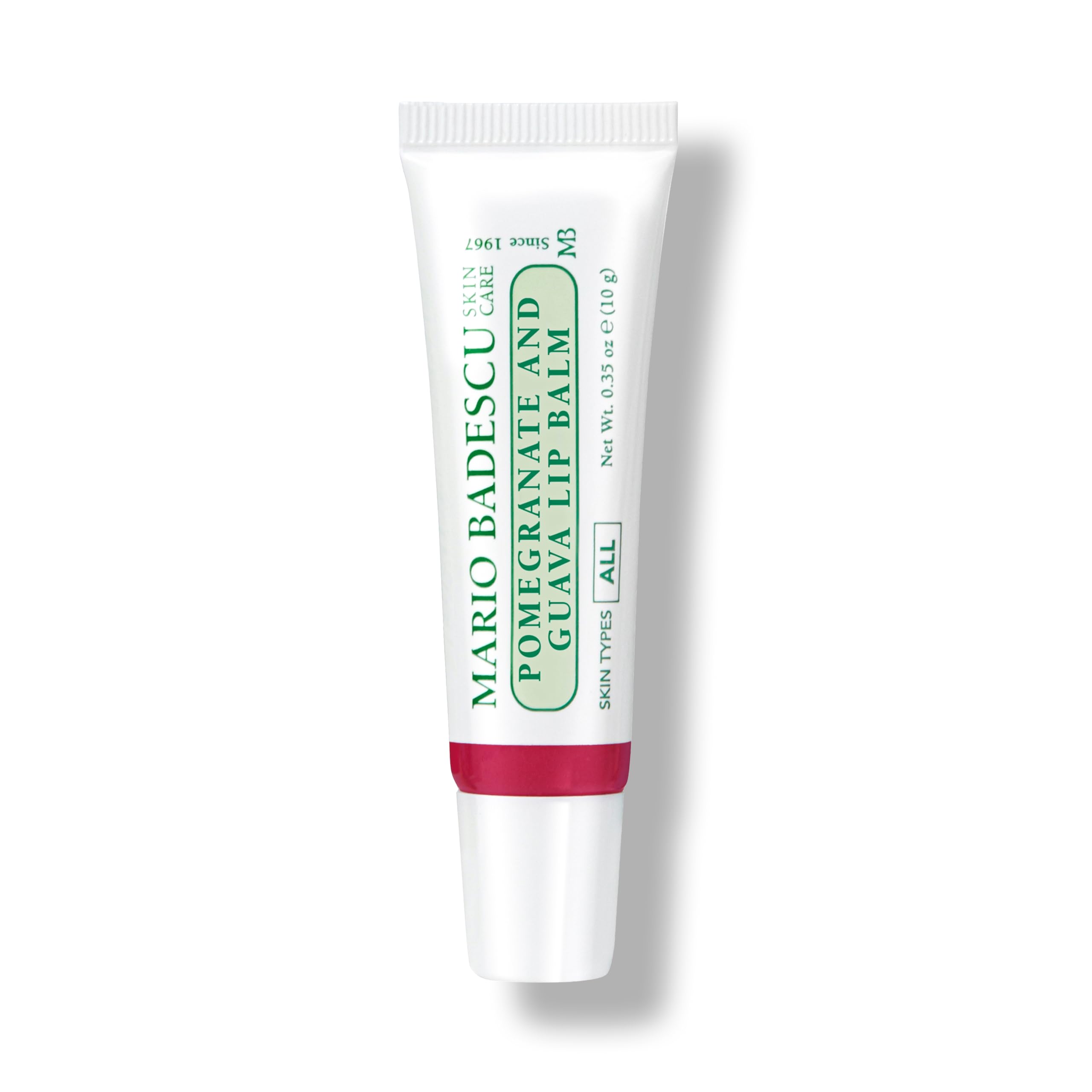 mario badescu front tube showing compact lip balm and easy application