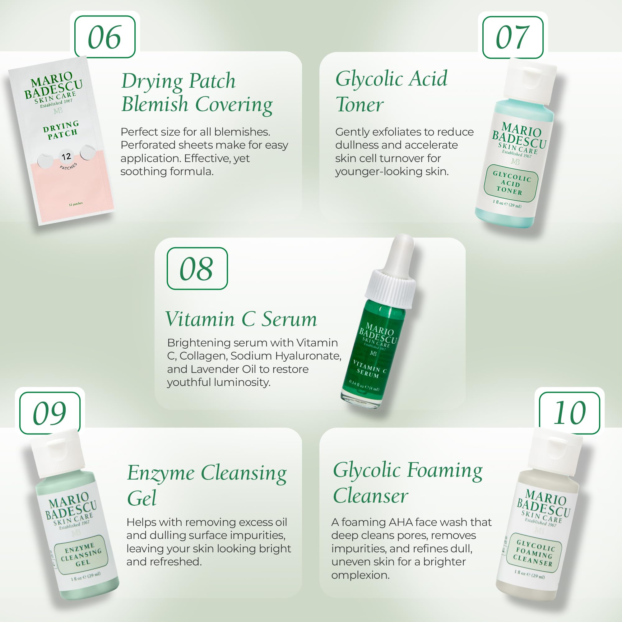 Mario Badescu glycolic toner label shot highlighting exfoliating benefit
