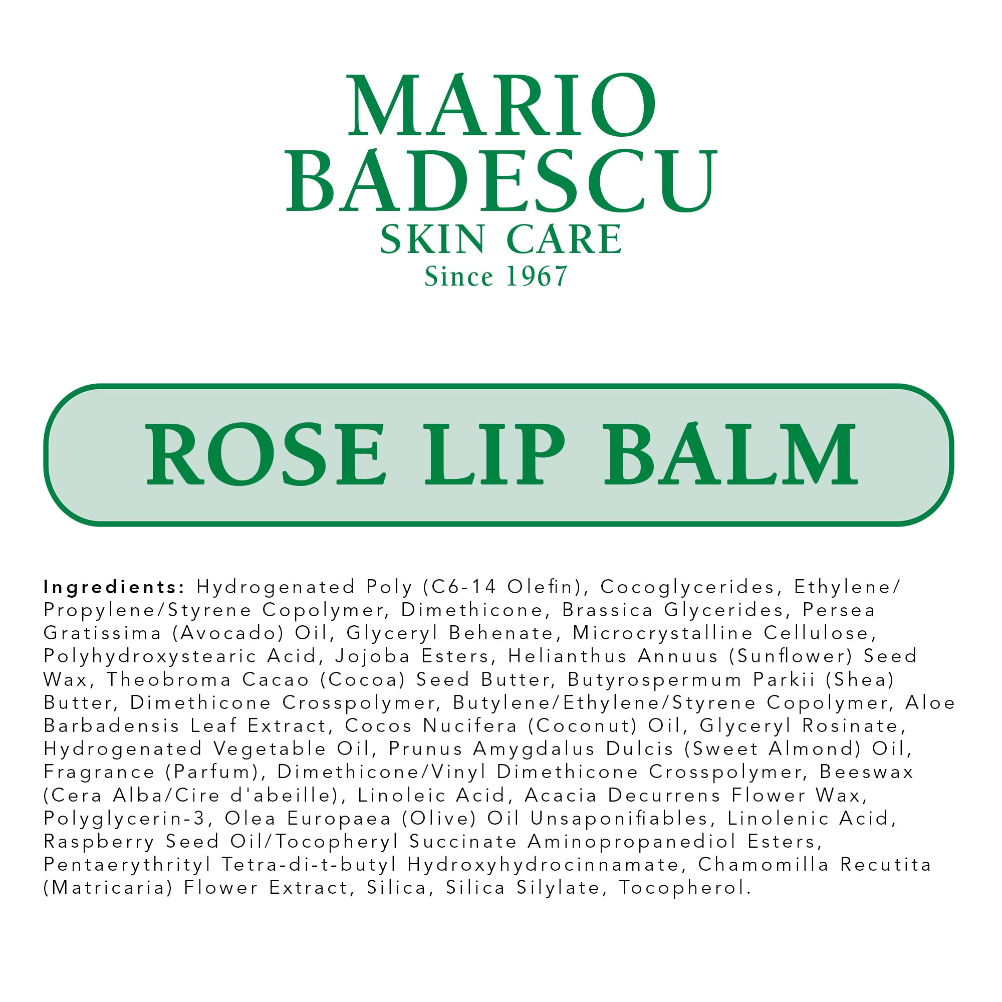 Mario Badescu ingredients display with cocoa butter coconut and almond oils nourishing benefits