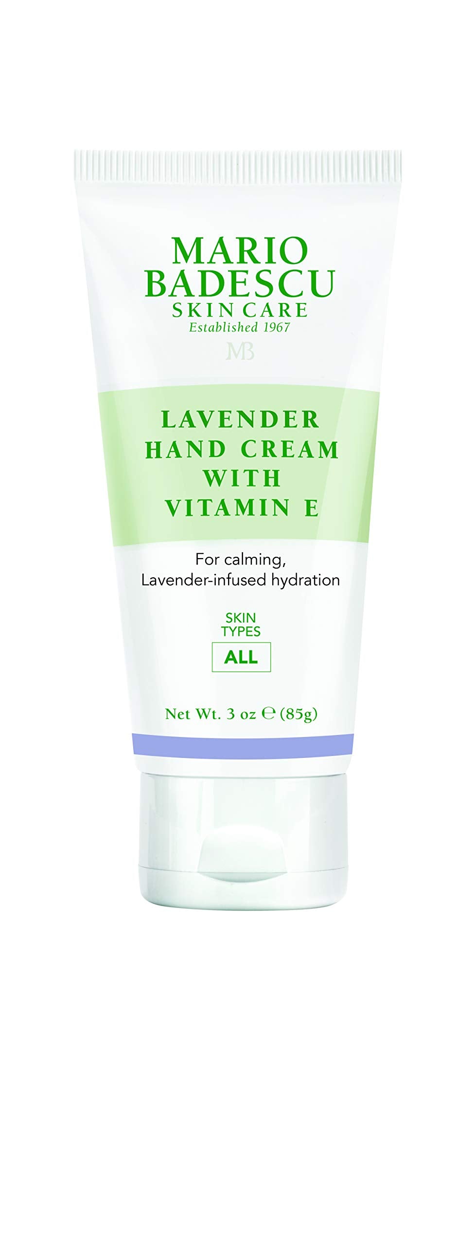 Mario Badescu front packaging showing tube and lavender, highlights calming hydration