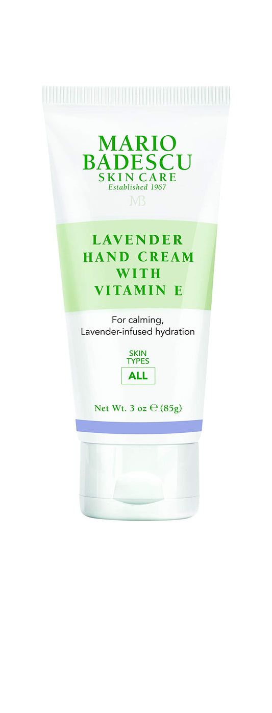 Mario Badescu front packaging showing tube and lavender, highlights calming hydration