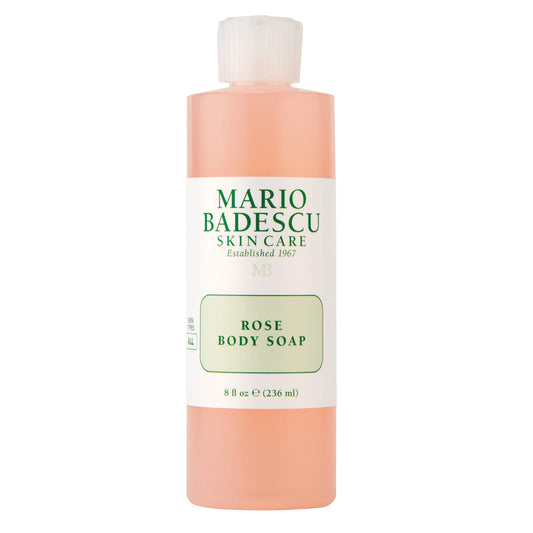 Mario Badescu front packaging showing bottle and branding, promises gentle cleanse