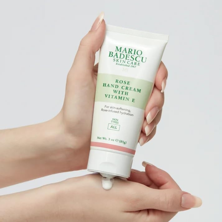 Mario Badescu ingredient label close-up, displays Vitamin E and glycerin presence