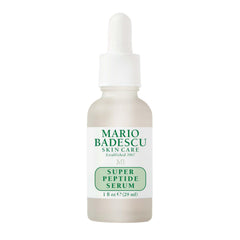 Mario Badescu bottle front showing serum and clear packaging, highlights compact size