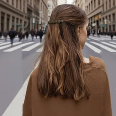 Markuii barrette clipped in half-up hairstyle keeping hair tidy