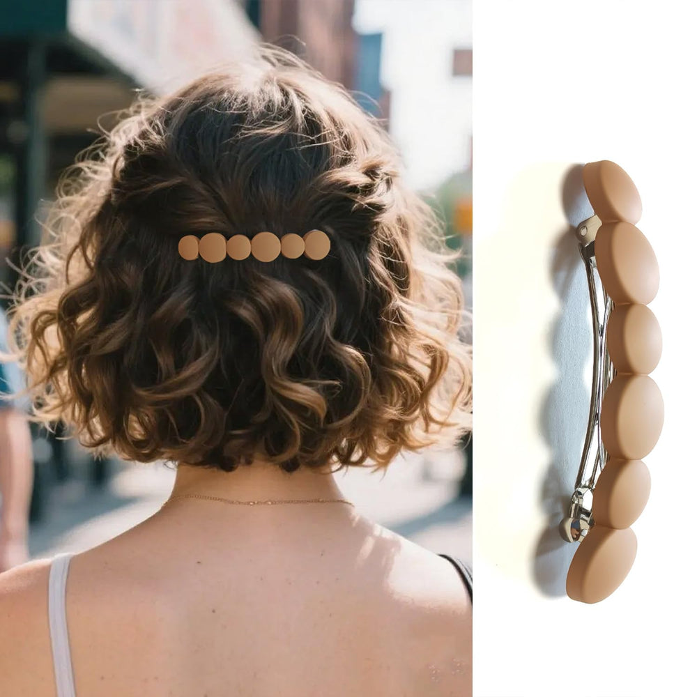 Markuii barrette lifestyle shot on woman showing discrete style benefit