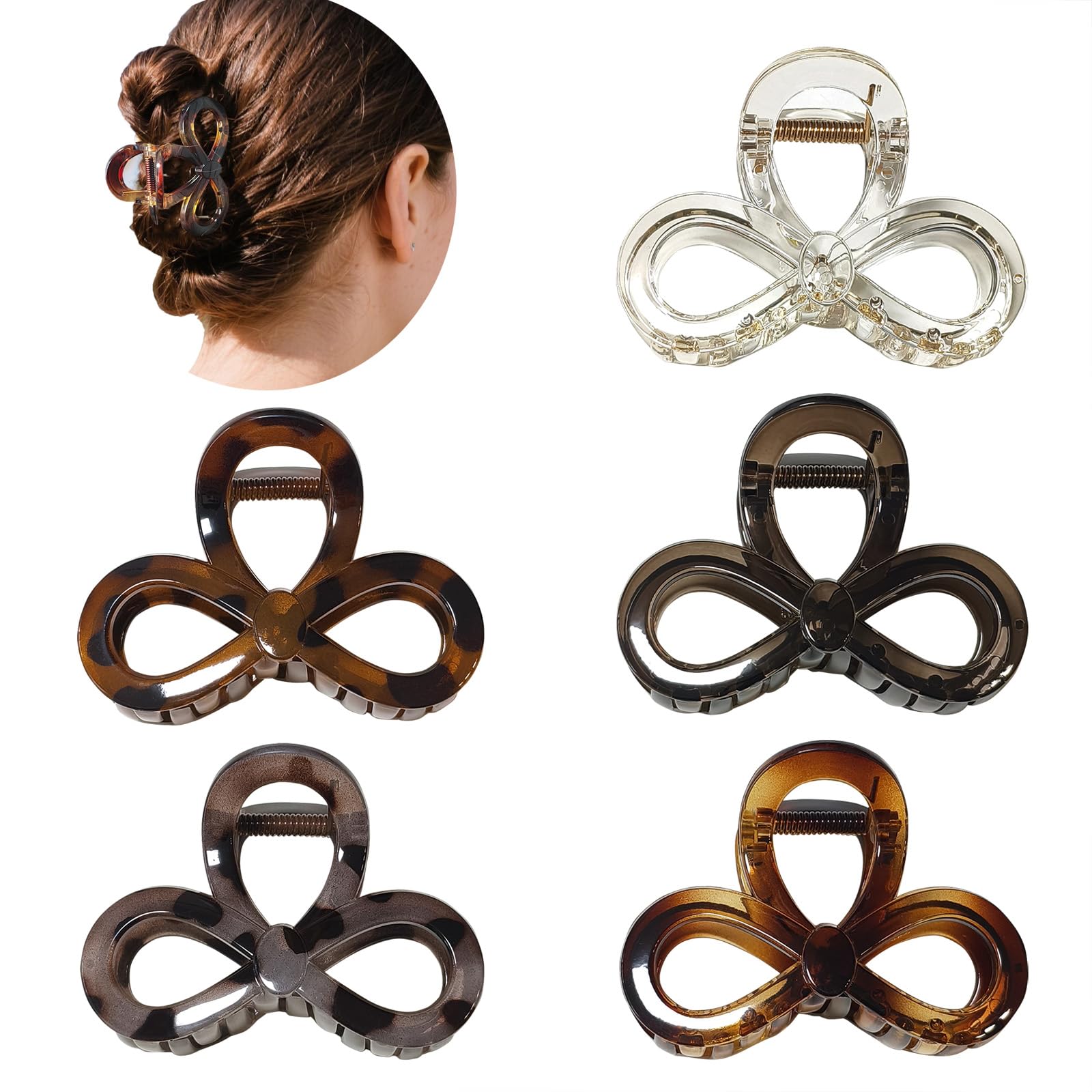 Markuii front packaging showing five glossy bow clips and gift-ready box benefit durability
