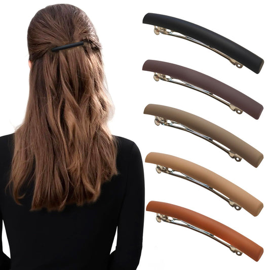Markuii front view of barrettes showing elegant matte finish and neat profile