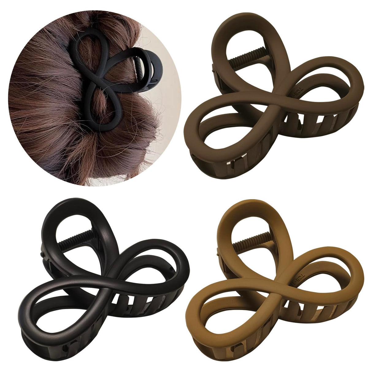 Markuii front view of three matte claw clips showing compact, gift-ready set